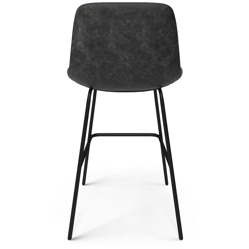 Simpli Home Counter Height Stool (Set Of 2) In Distressed Charcoal Grey Vegan Faux Leather