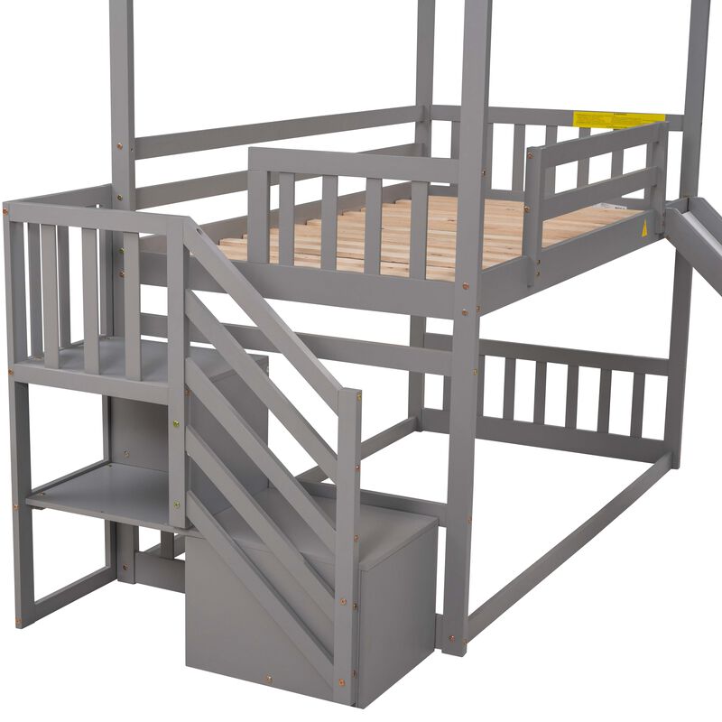 Merax House Bunk Bed with Slide