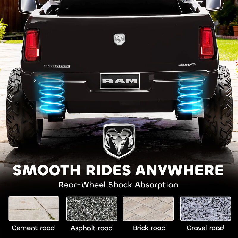 BreeBe 12V Kids Ride on Car, Licensed Dodge RAM 3500 Ride on Toys with Dual Motors, Remote Control image number 7