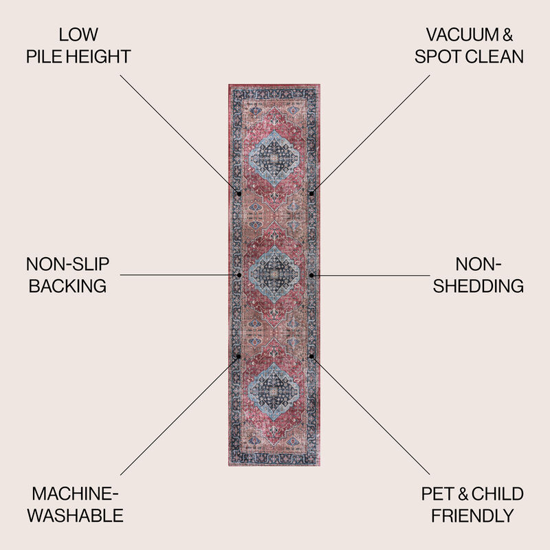 Alacati Ogee Medallion Machine-Washable Area Rug