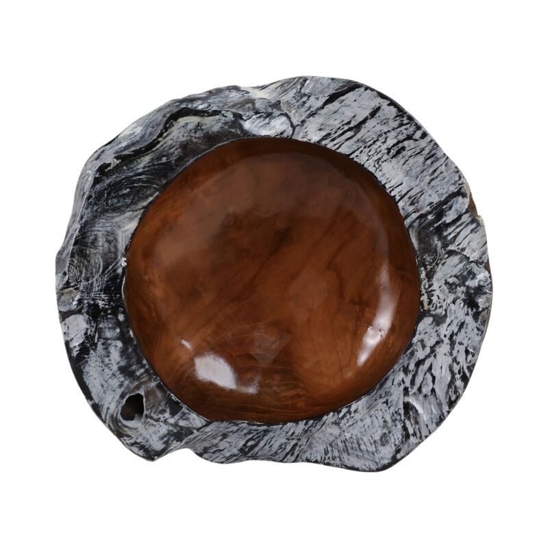 12" Teakwood Bowl W/burnt Edges, Dark Natural image number 5