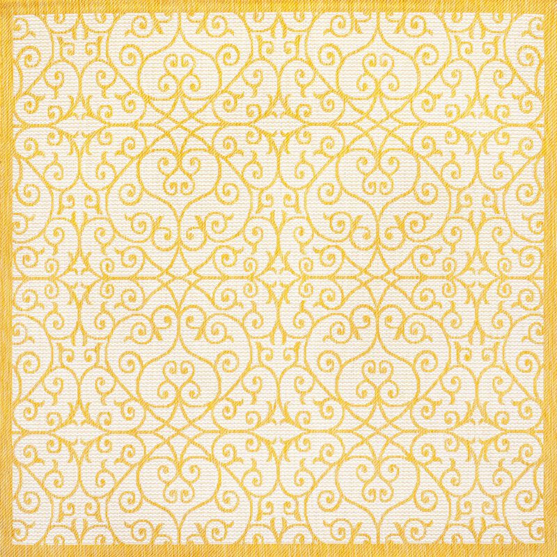 Madrid Vintage Filigree Textured Weave Square Indoor/Outdoor Area Rug