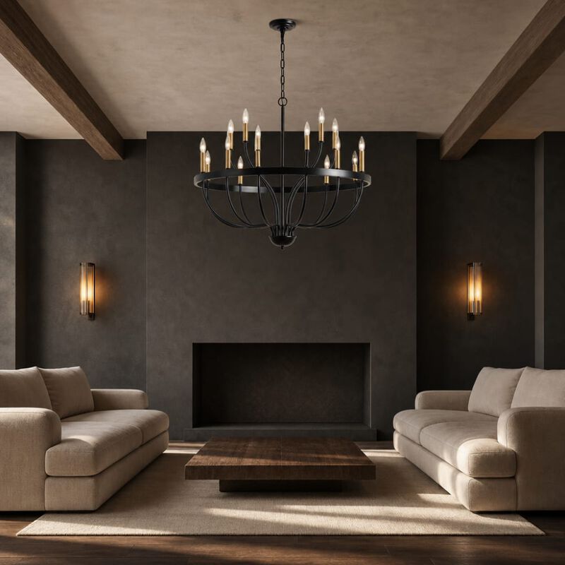 ELEMENT ACE 15-Light Industrial Iron Candle Chandelier Modern Farmhouse Suspended Pendant Light Fixture for Dining Room Bedroom Living Room Kitchen Island Foyer image number 3