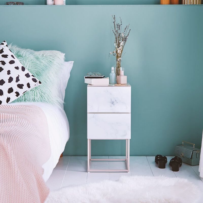 Streamdale Tempered Glass Bedside Table with Drawer