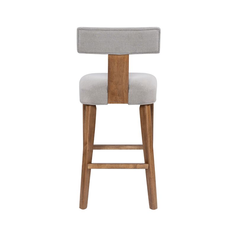 Tely Barstool Chair with Light Gray T Back, Natural Brown Wood Frame image number 4