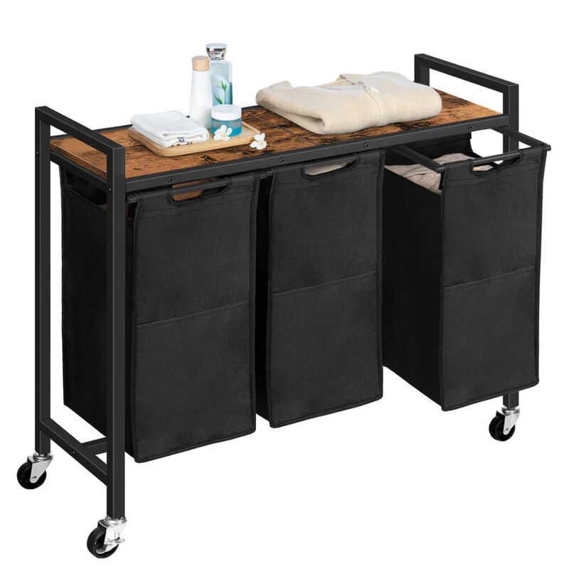 3-Tier Laundry Basket with Wheels, Rolling Clothes Hamper Organizer image number 4