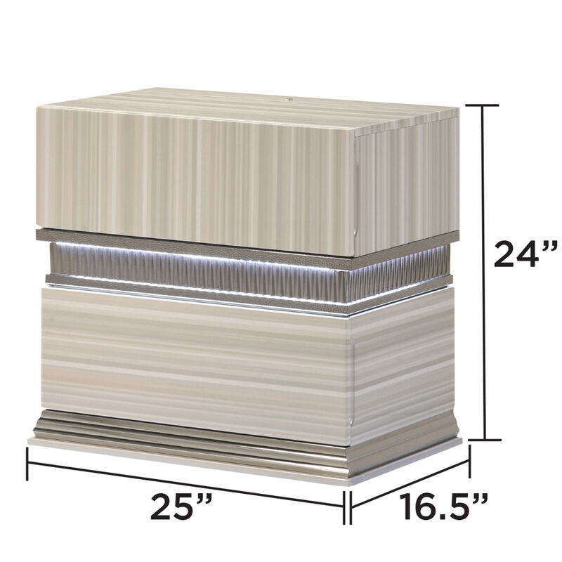 Leonor Modern Wood LED Nightstand with 2 Drawers, Fully Assembled Bedside Storage Table image number 2