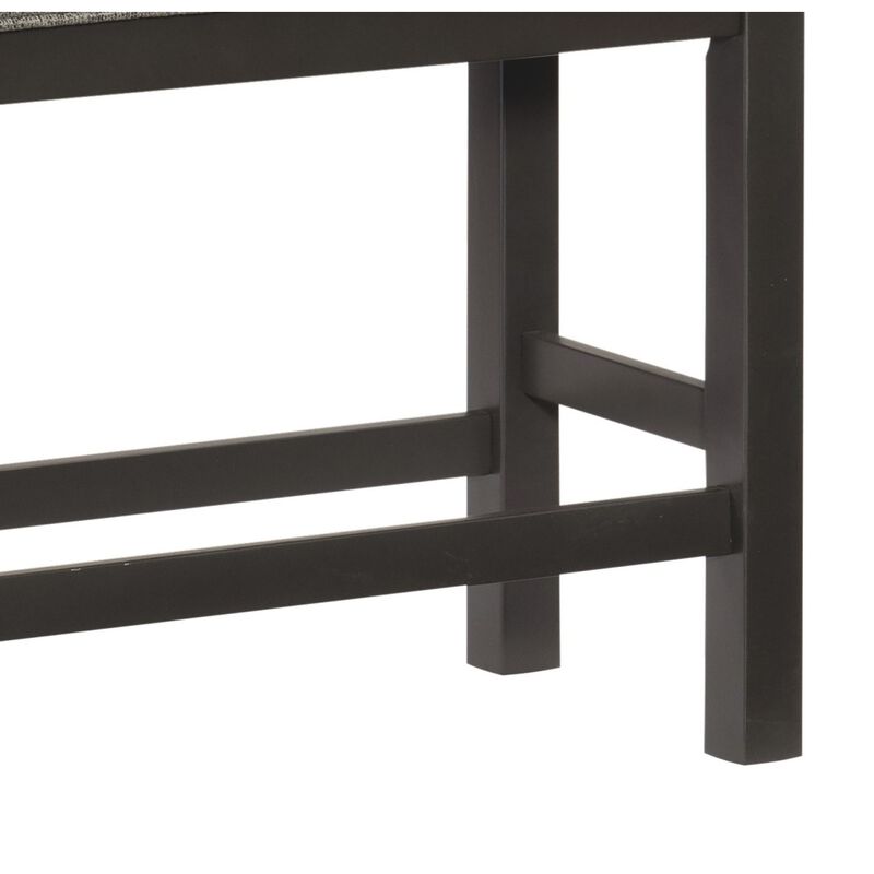 Casual Dining Counter Height Bench 1pc Gunmetal Gray-Finished Wood Gray Fabric-Covered Padded Seat Modern Furniture