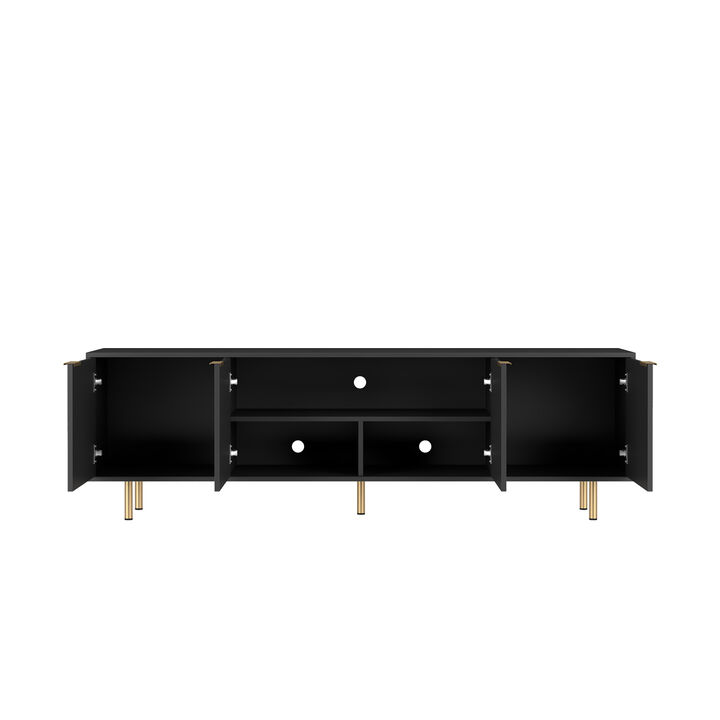 GOODSILO Fluted TV Stand with Storage Doors, Modern Entertainment Center for 55+ Inch TV, Living Room Media Cabinet
