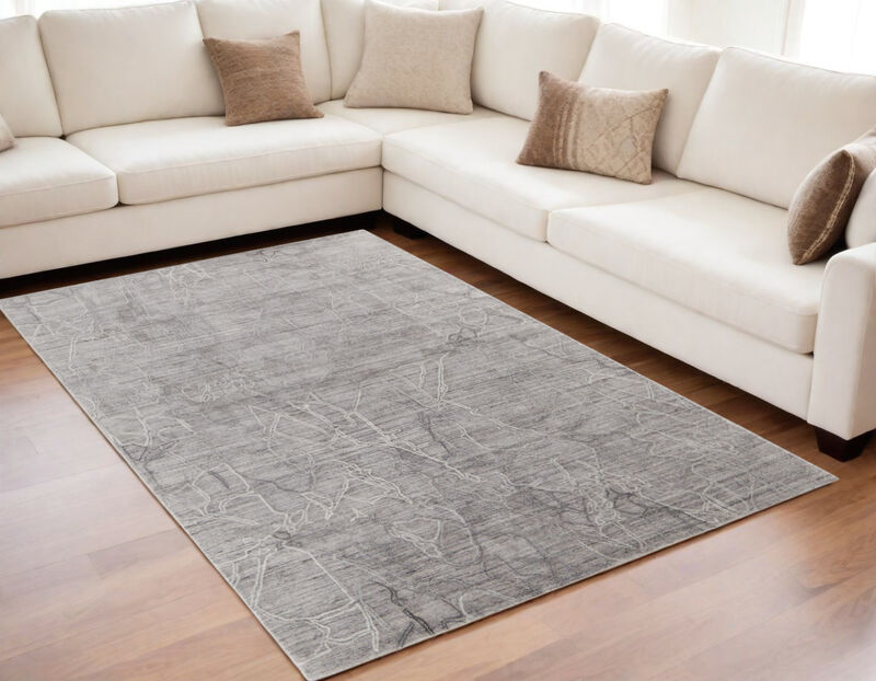 HomeRoots Abstract Hand Woven Worn Faded Area Rug image number 1