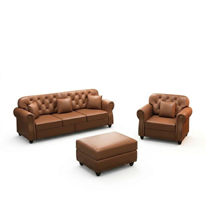 Kalo 4 Seat 1 Ottoman  Faux Leather Sofa Sets