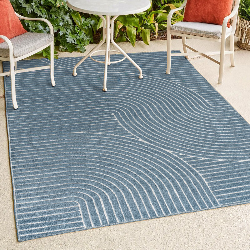 Hallie High-Low Minimalist Curve Geometric Indoor/Outdoor Area Rug