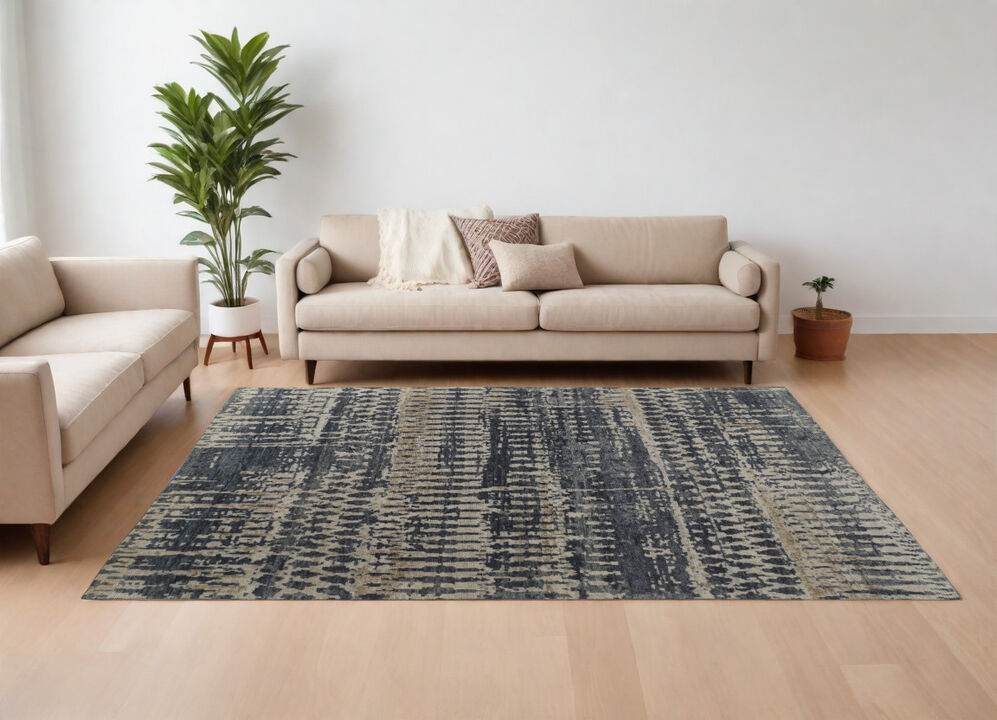 HomeRoots Wool Abstract Hand Knotted Area Rug