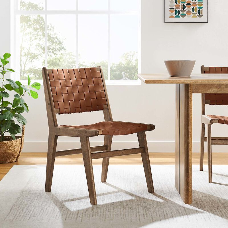 Saoirse Leather Wood Dining Side Chair Set of 2 image number 9