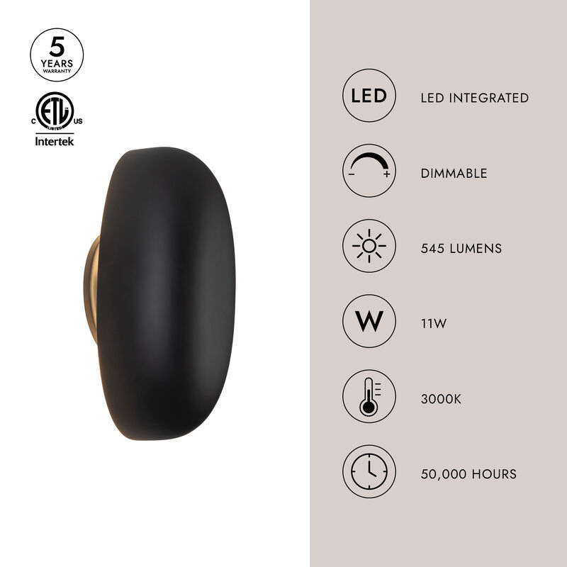Perle 10-in Damp-Rated Dimmable LED Wall Sconce image number 7