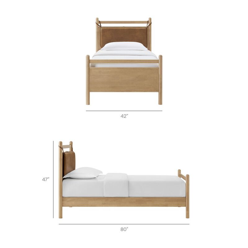 Leni Twin Size Vegan Leather and Wood Platform Bed Frame image number 2