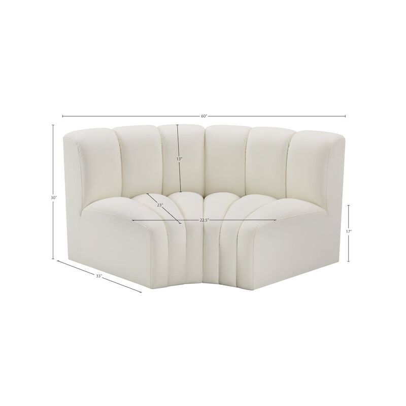 Meridian Furniture Arc Cream Vegan Leather Modular Sofa