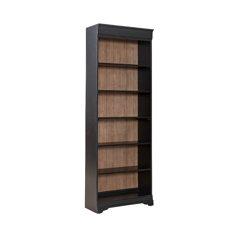 Liberty Furniture Meritage 84 Inch Bookcase for Home Office - Aged Charcoal w/ Rub Thru & Caramel image number 2