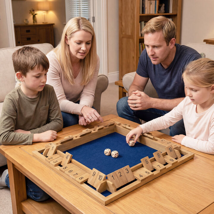 Extra Large Wooden Shut the Box Game for 2 to 4 Players for Home Game Room-Natural