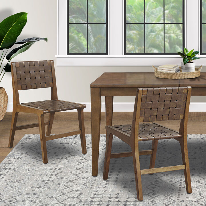 Streamdale Oslo Faux Leather Woven Dining Chairs Set Of 2
