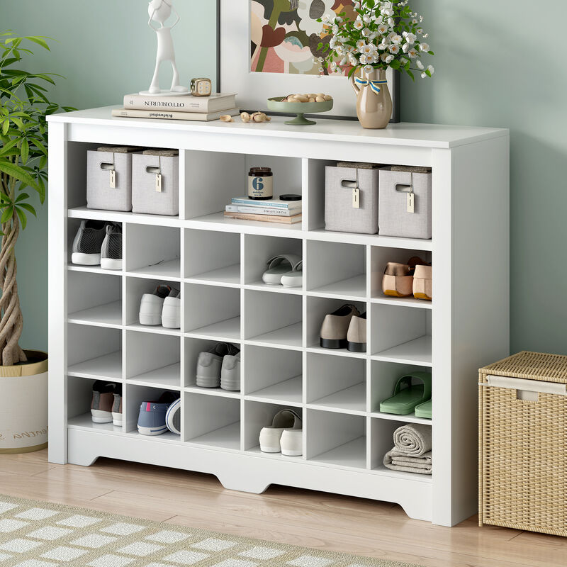 Merax Sleek Design Cubby Console Shoe Cabinet