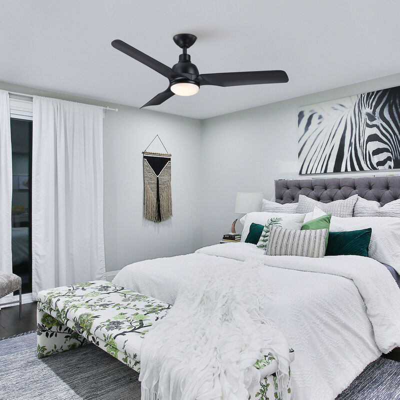 52 in. Black Reversible 6-Speed Ceiling Fan with Light and Remote