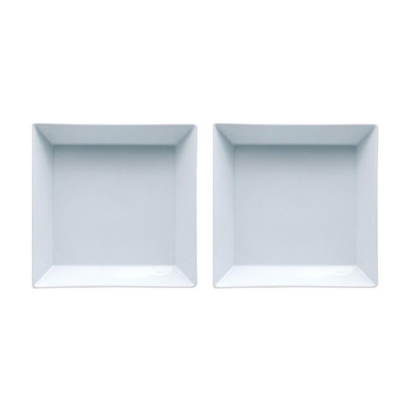Porcelain Merid 8.5" x 8.5" x h:1.75" 37 oz. Square White Porcelain Bowl (Set of 2)
