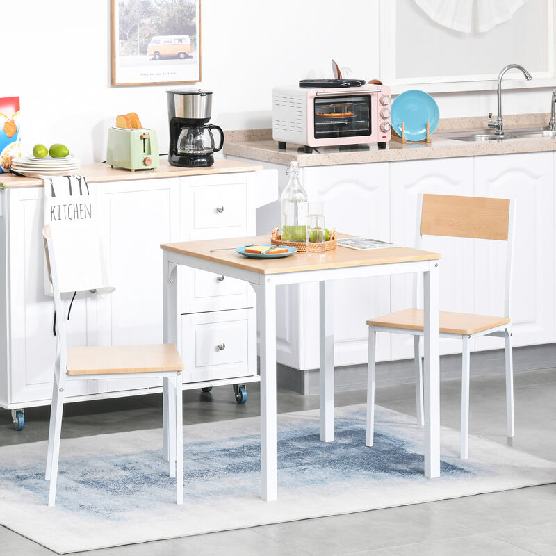 Modern Kitchen Table and 2 Chairs Furniture Collection with Sturdy Metal Frame