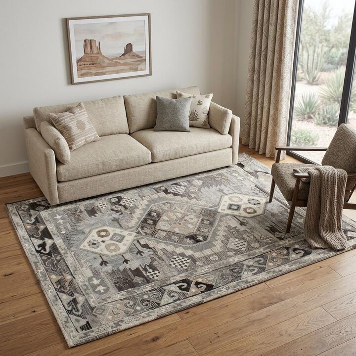 HomeRoots Southwestern Hand Tufted Non Skid Area Rug