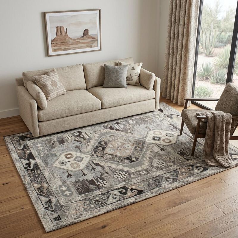 HomeRoots Southwestern Hand Tufted Non Skid Area Rug image number 1