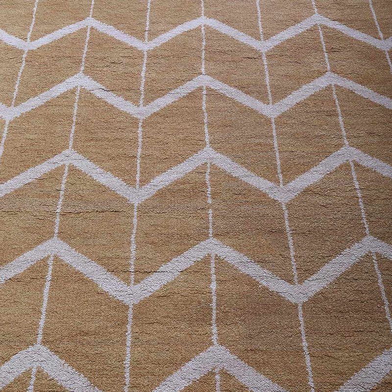 HAND KNOTTED WOOL Geometric AREA RUGS  - Rectangle Shape, Geometric Modern, Medium Pile Handmade Area Rugs for Living Room, Bed Room (N01052) image number 3