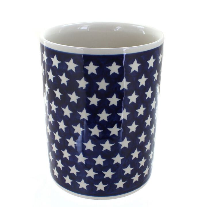 Blue Rose Polish Pottery Evergreen Utensil Jar