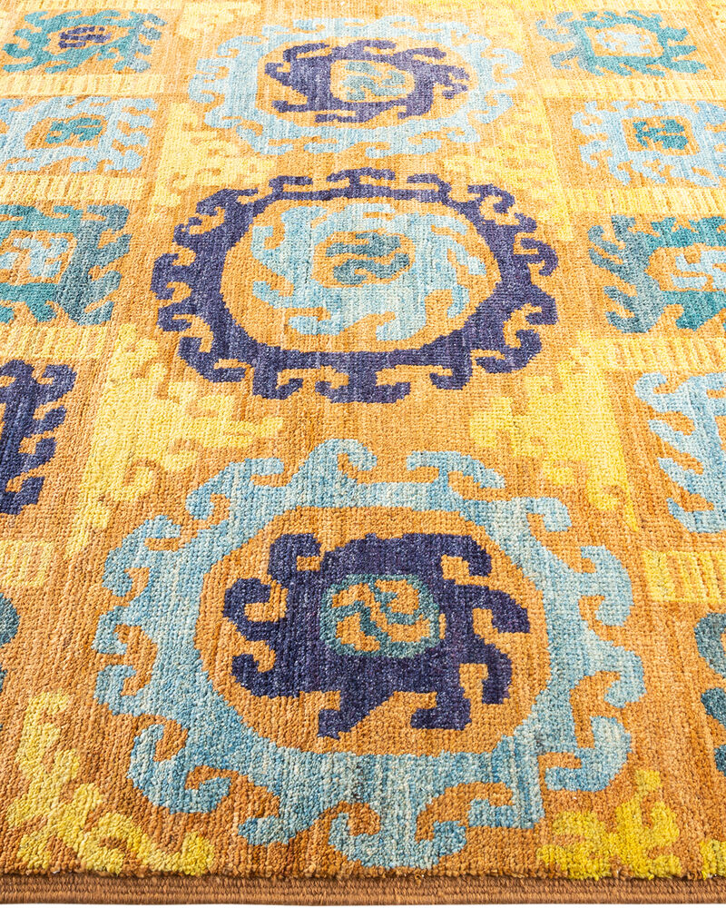 Modern, One-of-a-Kind Hand-Knotted Area Rug  - Yellow, 5' 10" x 8' 7"