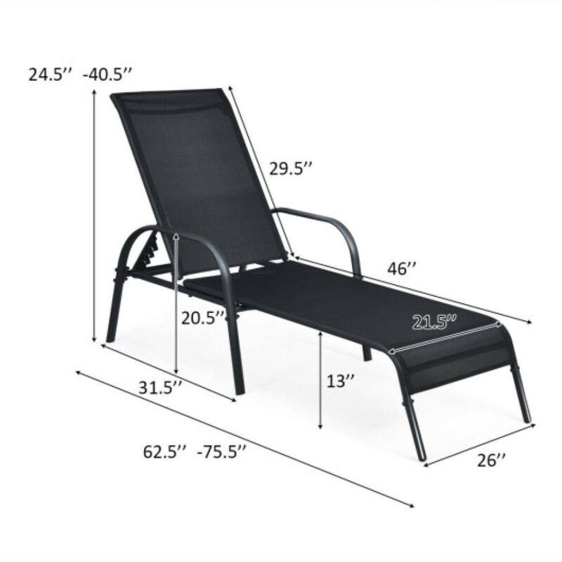Hivvago Adjustable Patio Chaise Folding Lounge Chair with Backrest