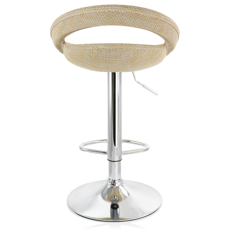 Elama 2 Piece Adjustable Rattan Barstool in Tan with Chrome Base