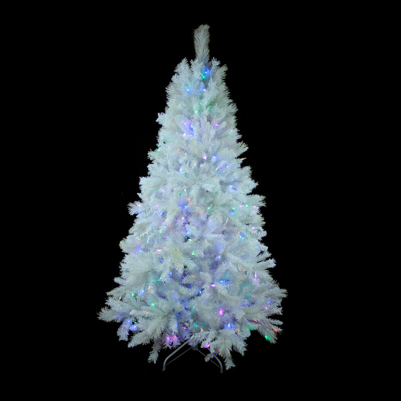 6.5' Pre-Lit White Medium Iridescent Pine Artificial Christmas Tree - Multi Function LED Lights