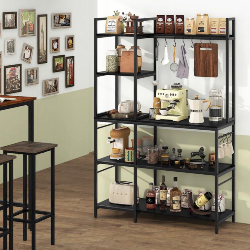 Hivvago 5-Tier Bakers Rack with Power Outlets and 10 S-Shaped Hooks