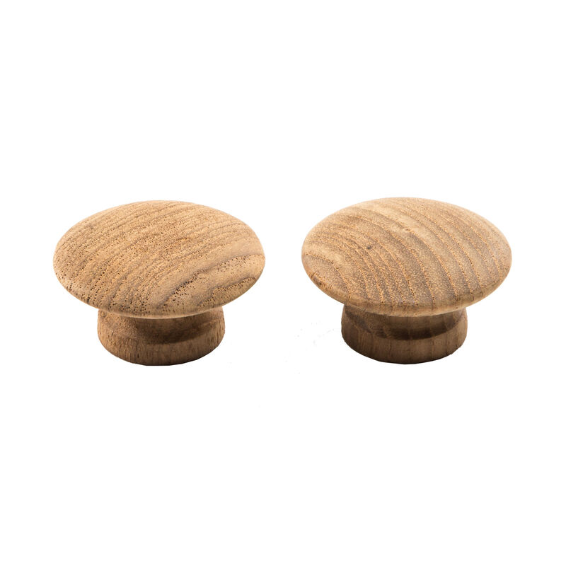 HomeRoots Set of Two Brown Wood Classic Round Drawer Pull Knobs image number 2