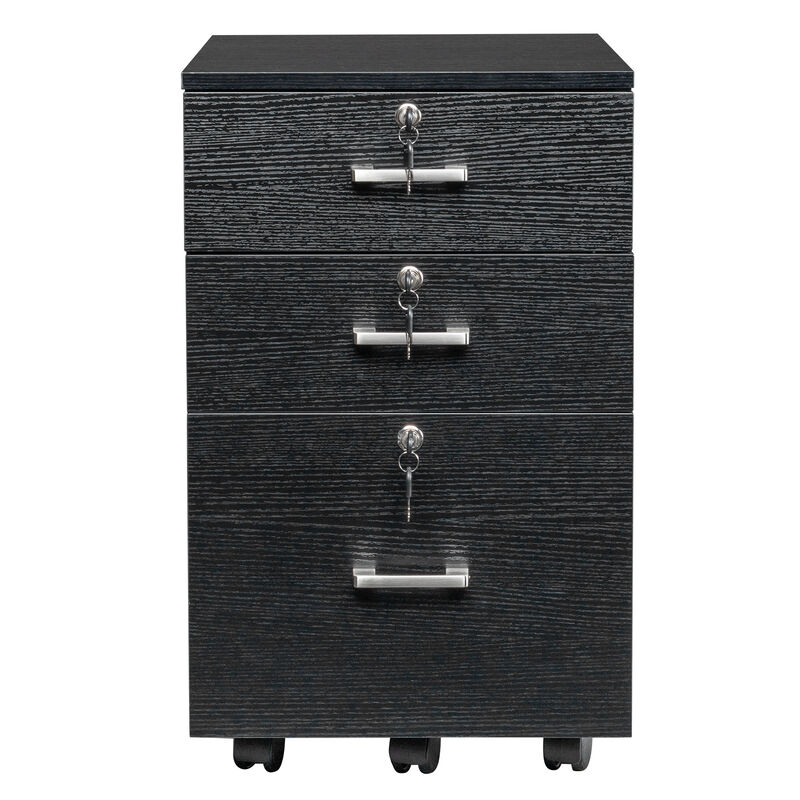 Three-Drawer Wooden Filing Cabinet &ndash; Classic Design, Durable Storage for Office or Home Use image number 7