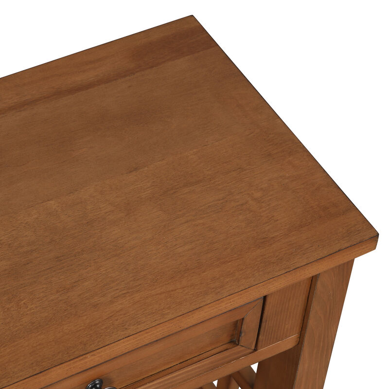 GOODSILO Farmhouse Pine Wood Console Table Entry Sofa Table with 4 Drawers and Storage Shelf image number 9