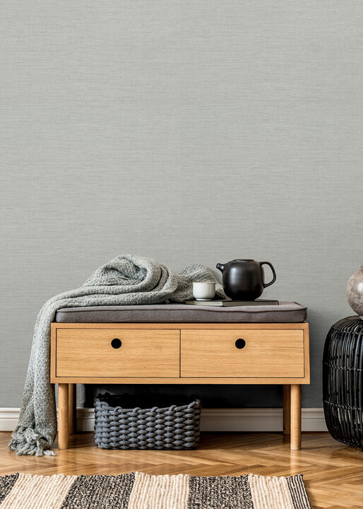 Essence Light Grey Linen Texture Wallpaper (Set of 2)