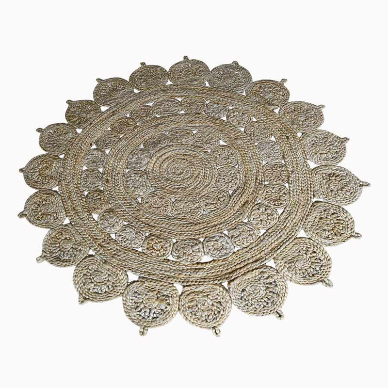 HAND WOVEN JUTE ECO-FRIENDLY AREA RUGS  - Oriental Pattern, High Pile, Natural Fiber, Outdoor Indoor Handmade Area Rugs for Living Room, Bed Room (J00004) image number 1