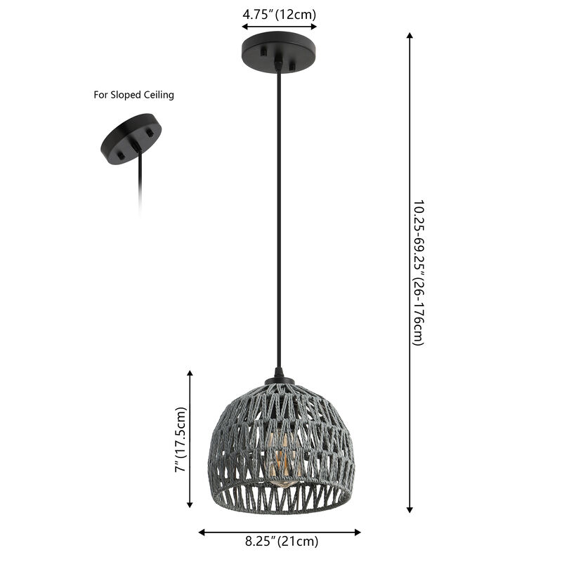 Campana Bohemian Modern Woven Rattaniron LED Pendant