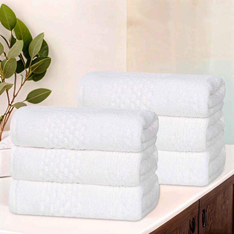 Soft Zero Twist Cotton Waffle Weave Hand Towel Set 6 Pack image number 1