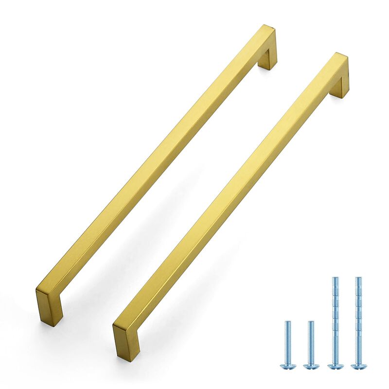 JOY DECOR 10 Pack Cabinet Handles, Gold Cabinet Pulls, 11-1/3 Inch Kitchen Handles Square Drawer Pulls Stainless Steel Drawer Ha