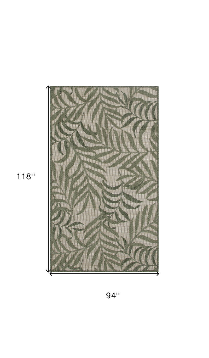 HomeRoots 3' X 5' Ivory And Green Palm Leaf Indoor Outdoor Area Rug image number 2