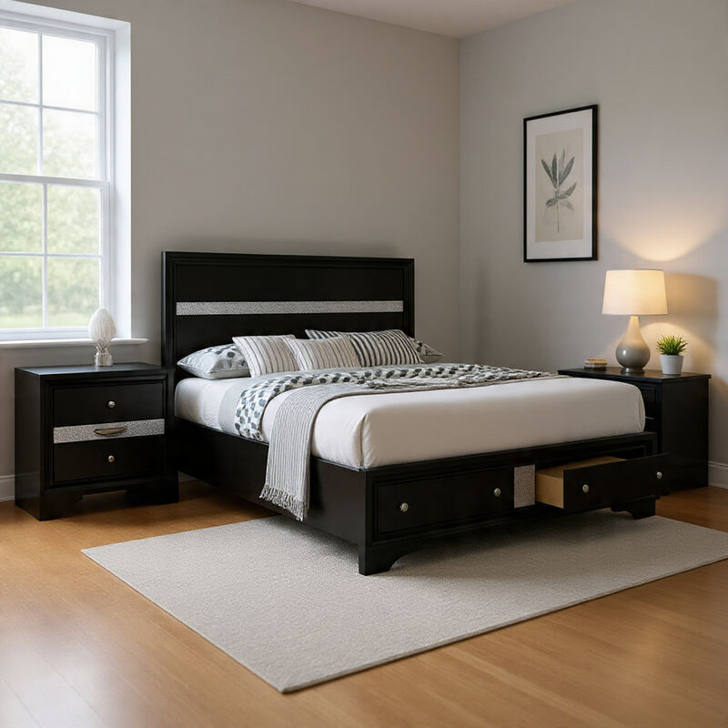 Bedroom Set, Wood, 2 Piece Set with Nightstand image number 1
