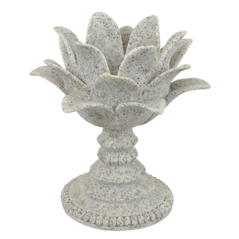 Tabletop D&eacute;cor Candle Holder, Lotus Leaf Sculptural, Speckled Gray, 10 Inch image number 0
