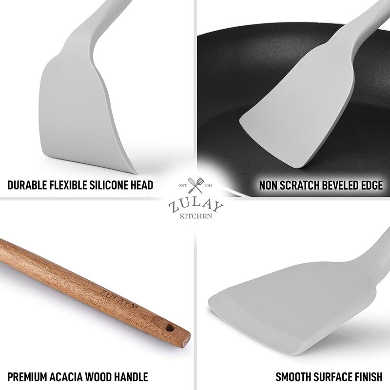 Flexible & Heat Resistant Silicone Spatula With Acacia Wood Handle