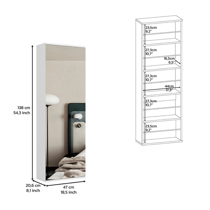 DEPOT E-SHOP Baltimore Wall Mounted Shoe Rack, Mirror, Single Door, Ten Shoes Capacity image number 5